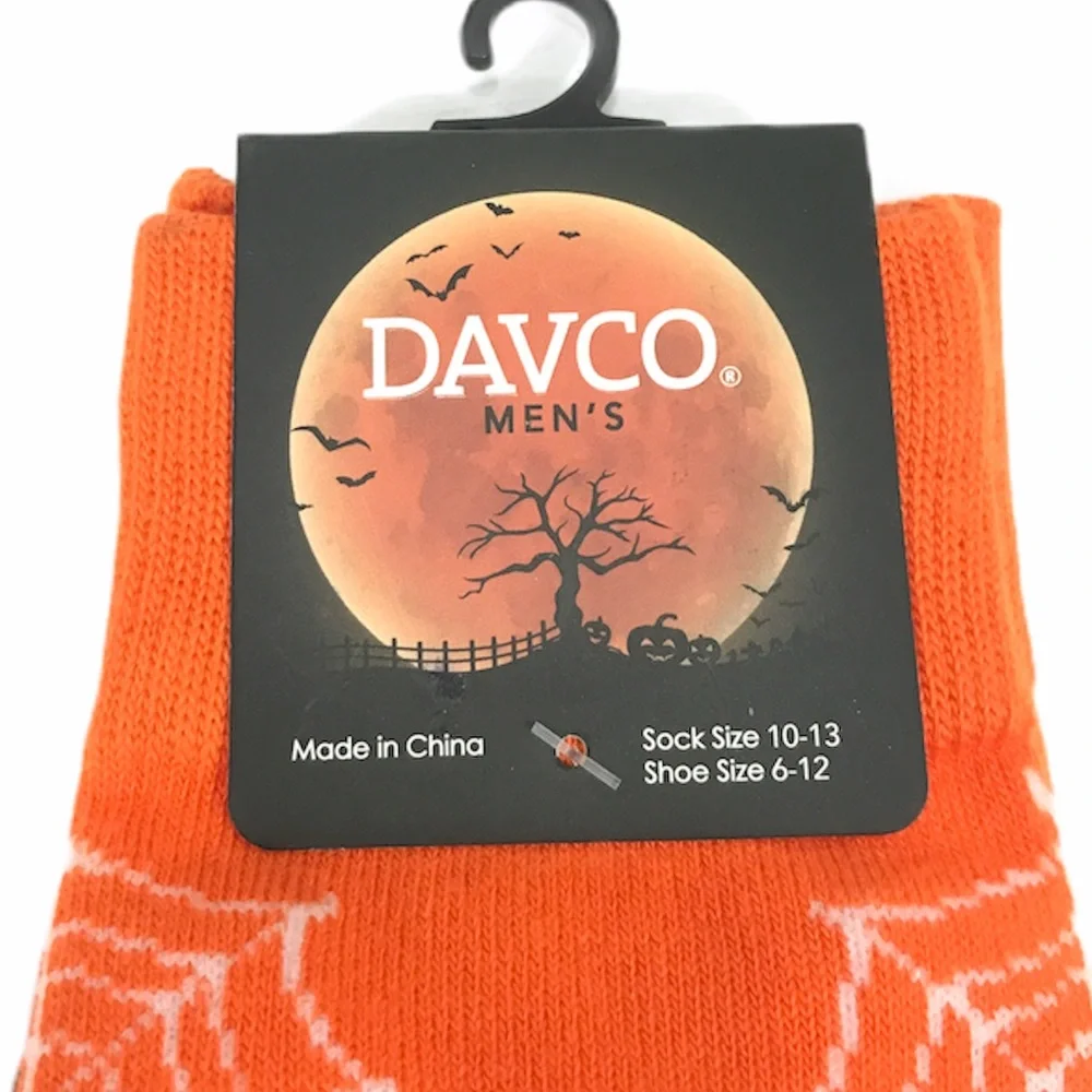 Davco Spider Halloween Socks Orange & Black 6-12